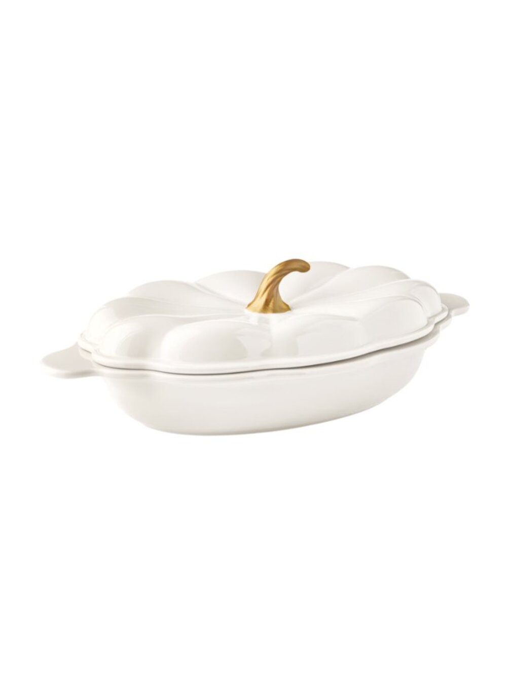 The Pioneer Woman Home White 3-Quart Oval Pumpkin Dish Stoneware Baker with Lid